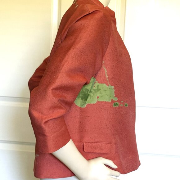 NEW SHIATZY CHEN SILK BLEND CORAL GREEN JACKET SIZE: 8 - Picture 4 of 6